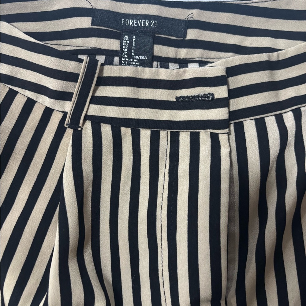 Forever 21 Black and Cream Striped Trousers